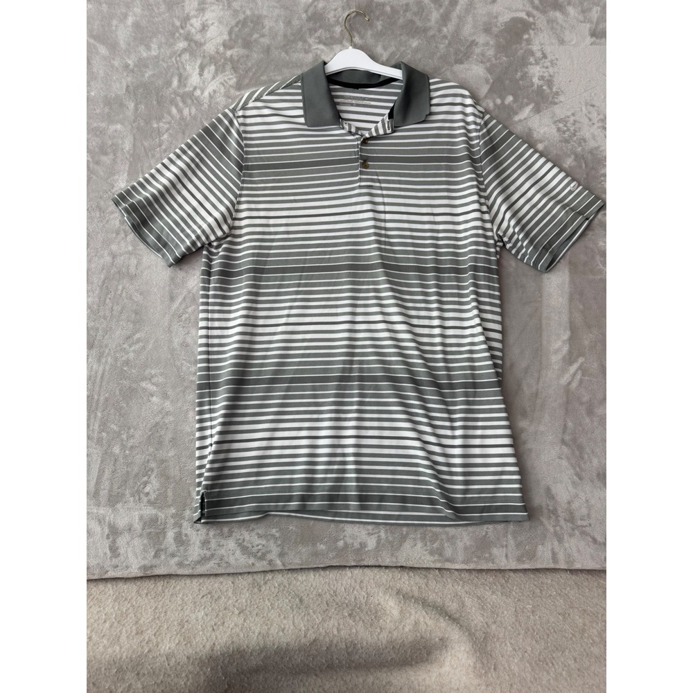 Nike Golf Tour Performance Dri-FIT Striped Polo Shirt Grey White 585824-037 XL